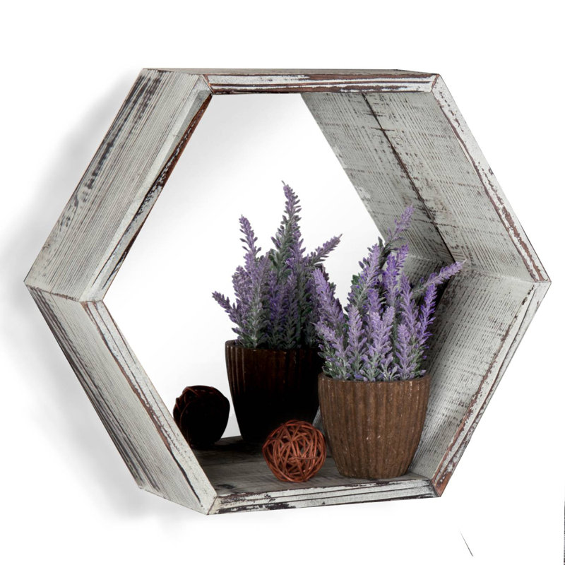 Abeal 3 Piece Hexagon Fir Solid Wood Floating Shelf