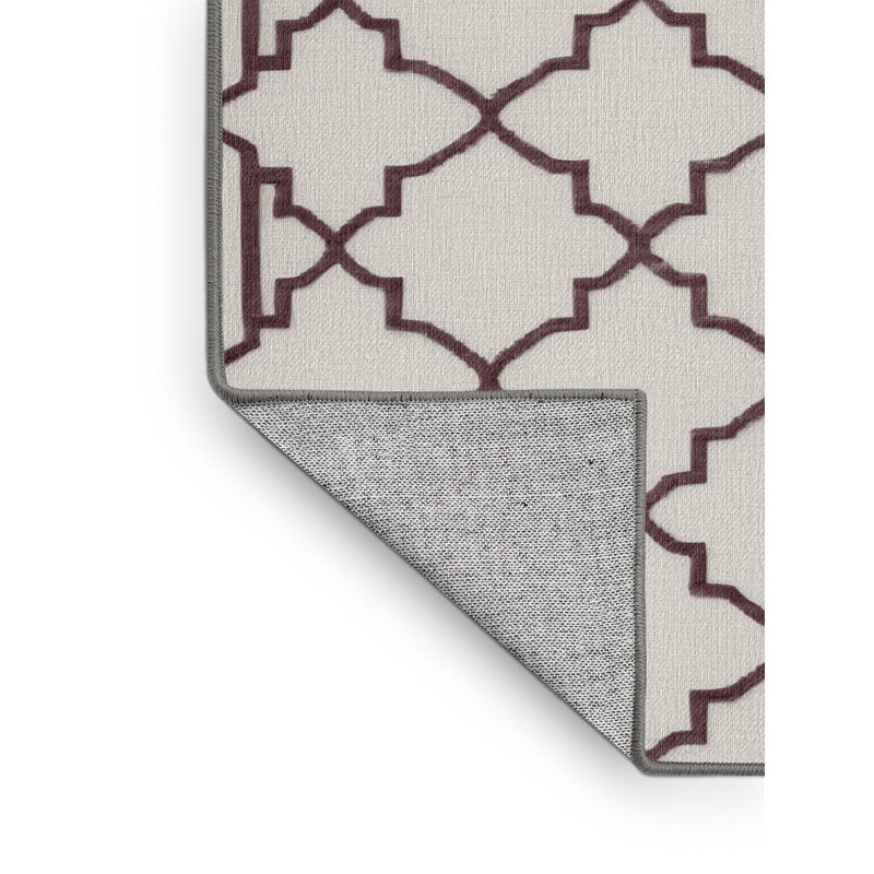 Tapis gris en treillis lavable à la machine, Rectangulaire 3 pi x 5 pi