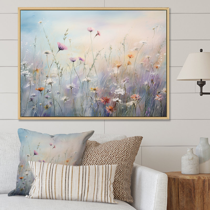 Wildflowers Wander Meadows I On Canvas Print, 30" H x 40" W, Floater Framed Print, Natural