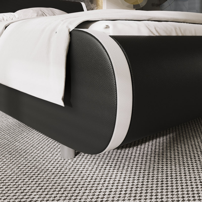 Lit-bateau tapissier Grau, Grand, Noir