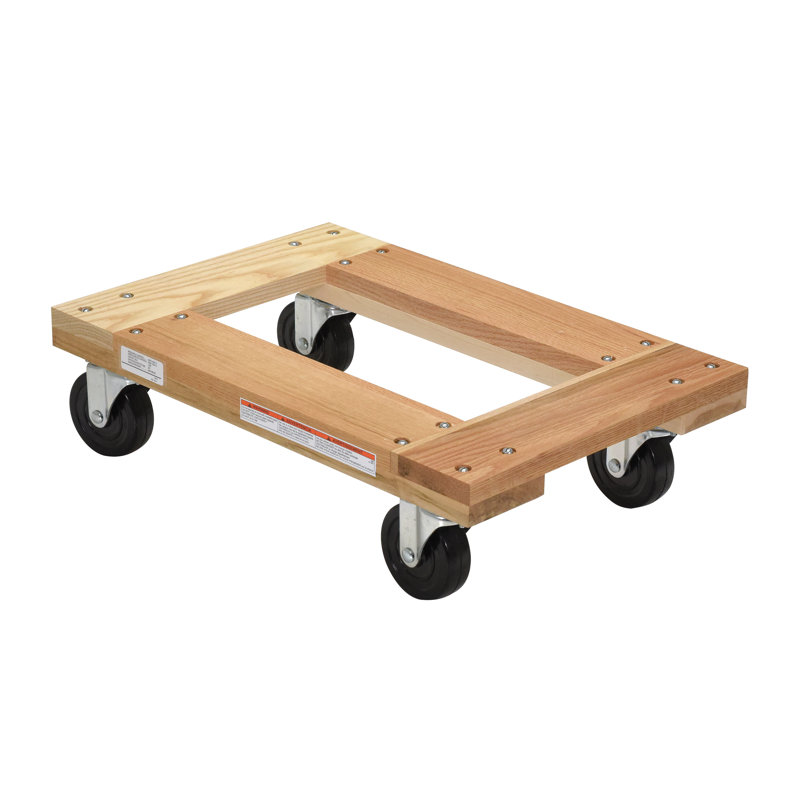 Chariot à plateforme en bois franc d'une capacité de 900 lb, Brun clair, H 6,75 po x l 16 po x P 24 po