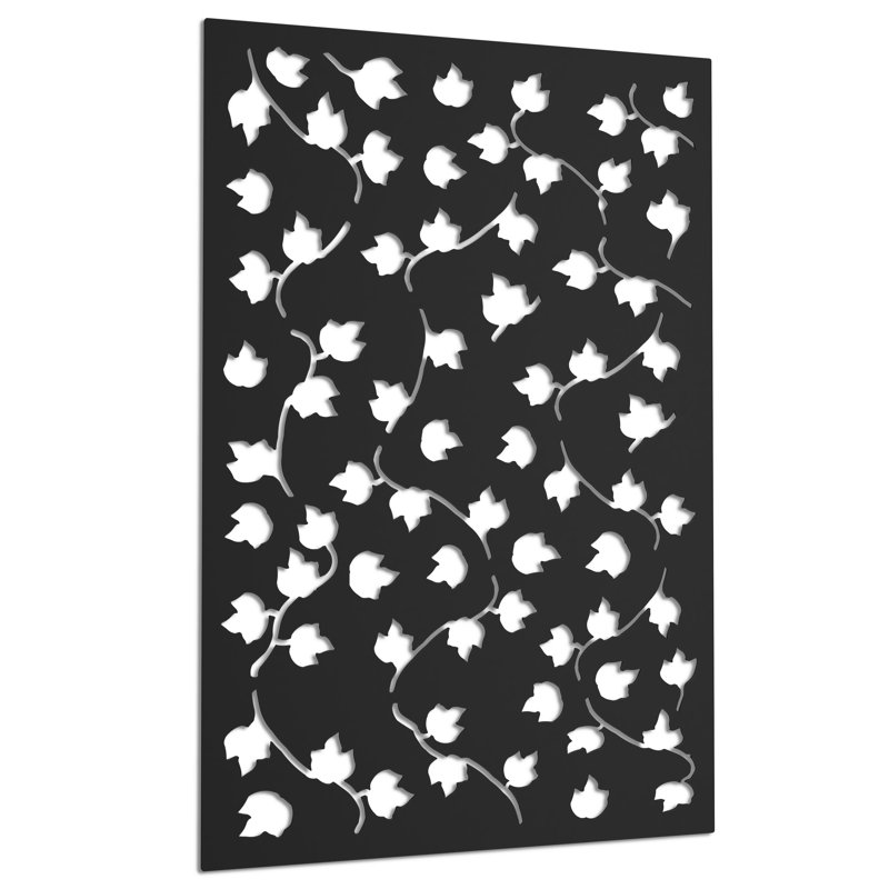 48" x 32" Vines Vinyl Privacy Screen, Black