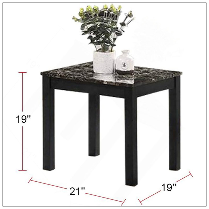 Ensemble de tables basses chic en faux marbre avec pieds noirs pour le salon, Noir