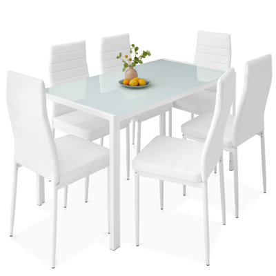 Medardas 6 - Person Glass Top Four Leg Dining Set
