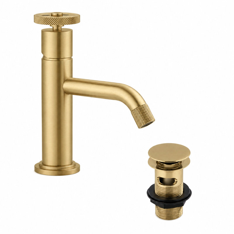 Robin Basin Mixer Tap - Brushed Nickel, Brushed Gold