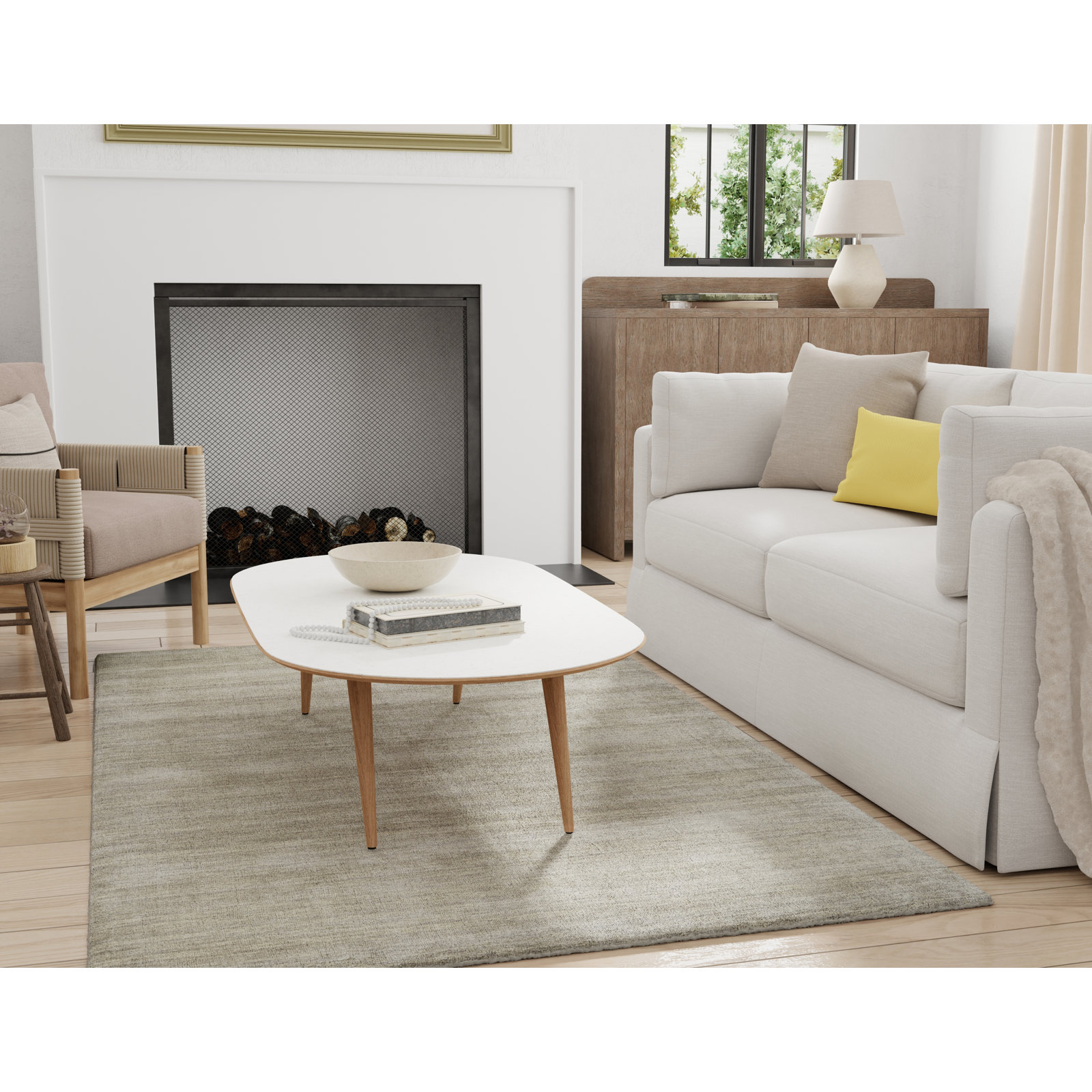 Kaden Warm Gray Hand-Woven Wool Rug, Rectangle 3'6" x 5'6"