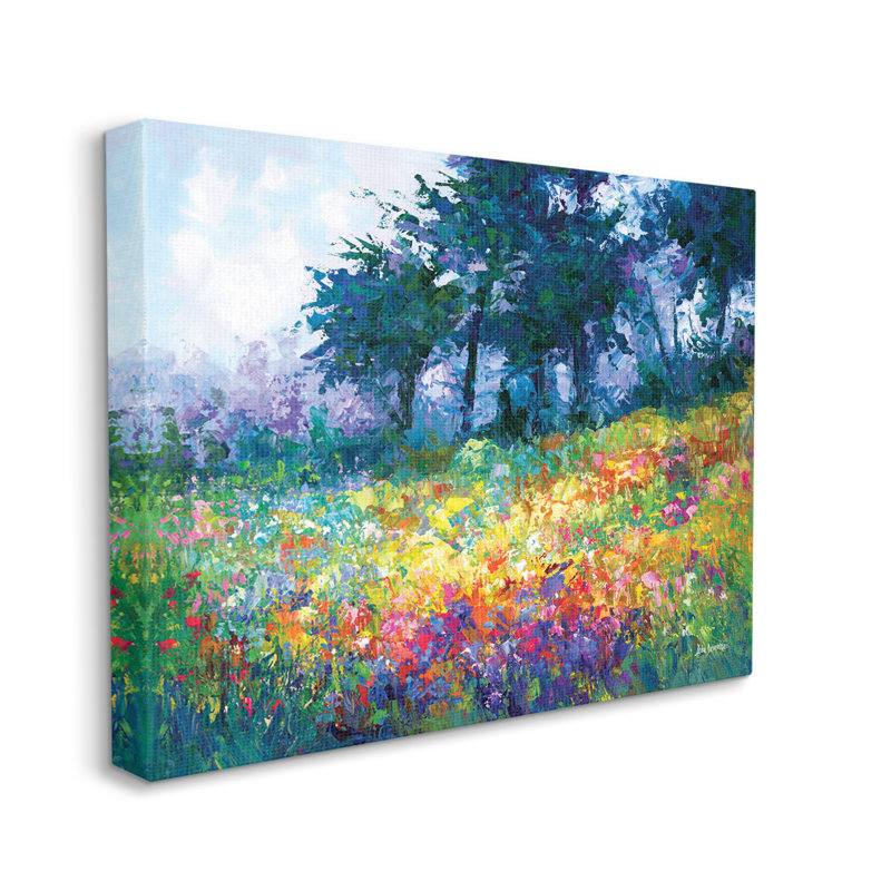 Fleurs sauvages dans un pré fleuri par Leon Devenice, H 16 po x l 20 po x P 1,5 po, Giclée encadrée noir minuit