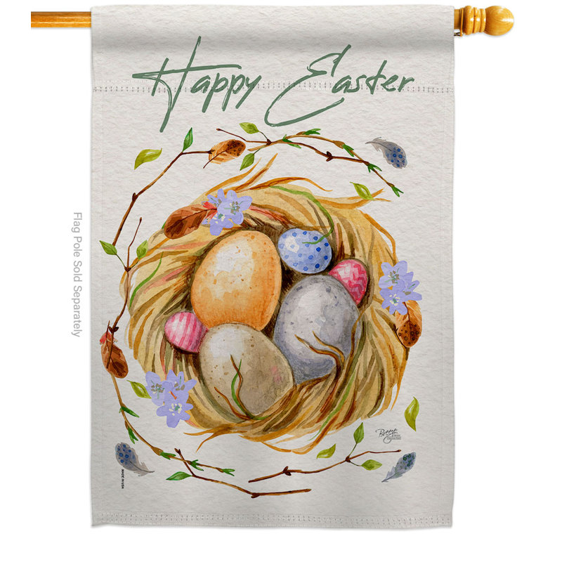 Double Sided 40'' H x 28'' W Polyester Easter House Flag