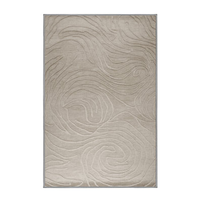Machine Washable Abstract Grey Area Rug