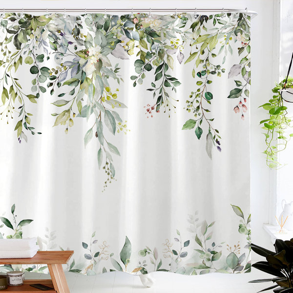 East Urban Home Winscombe Floral Shower Curtain with Hooks Included ...