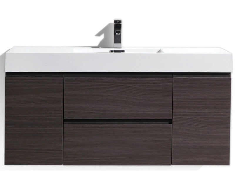 Leni 47'' Single Bathroom Vanity with Acrylic Top, Dark Gray Oak