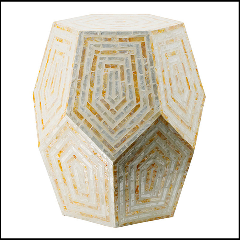 18X18x21" Hexagonal Capes Capiz Stool