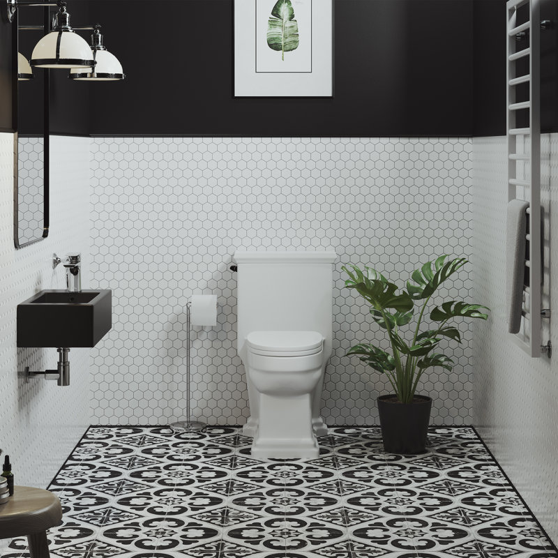 Lavabo mural rectangulaire en céramique avec fixation pour robinet Voltaire, Noir mat, Fixation de robinet à gauche