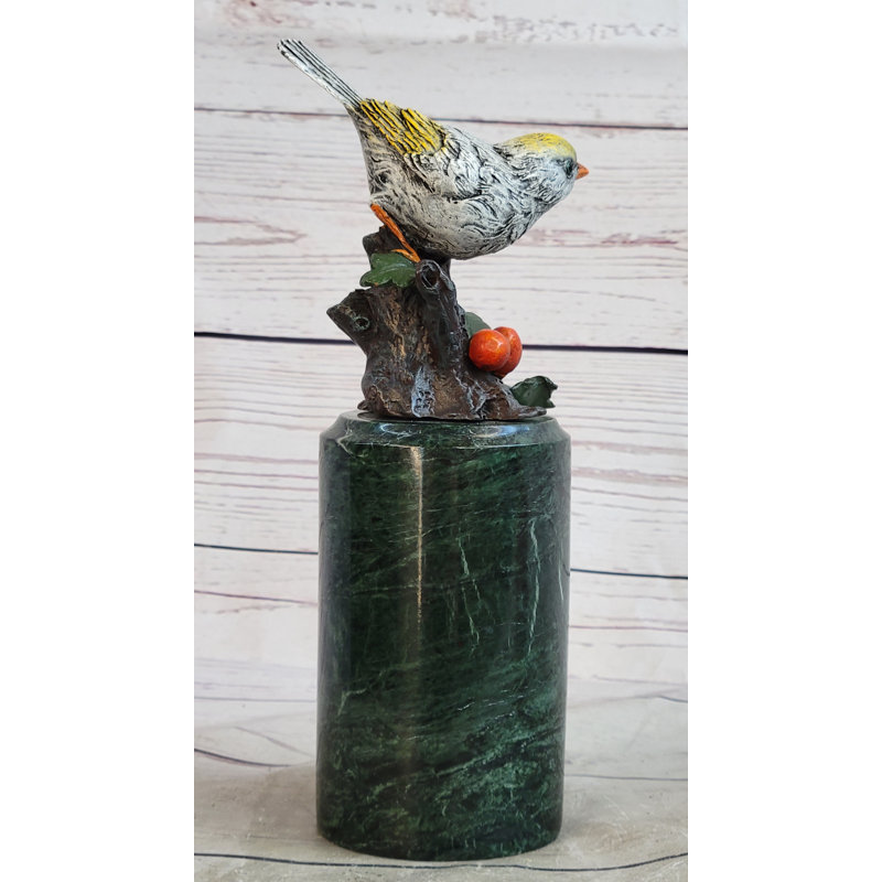 Bronze Song Bird Sculpture on Marble Base