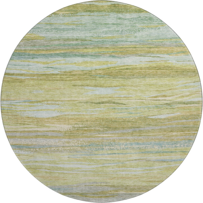 Premium Machine Washable Alaina AMF1933 Waves Rug, Round 8'
