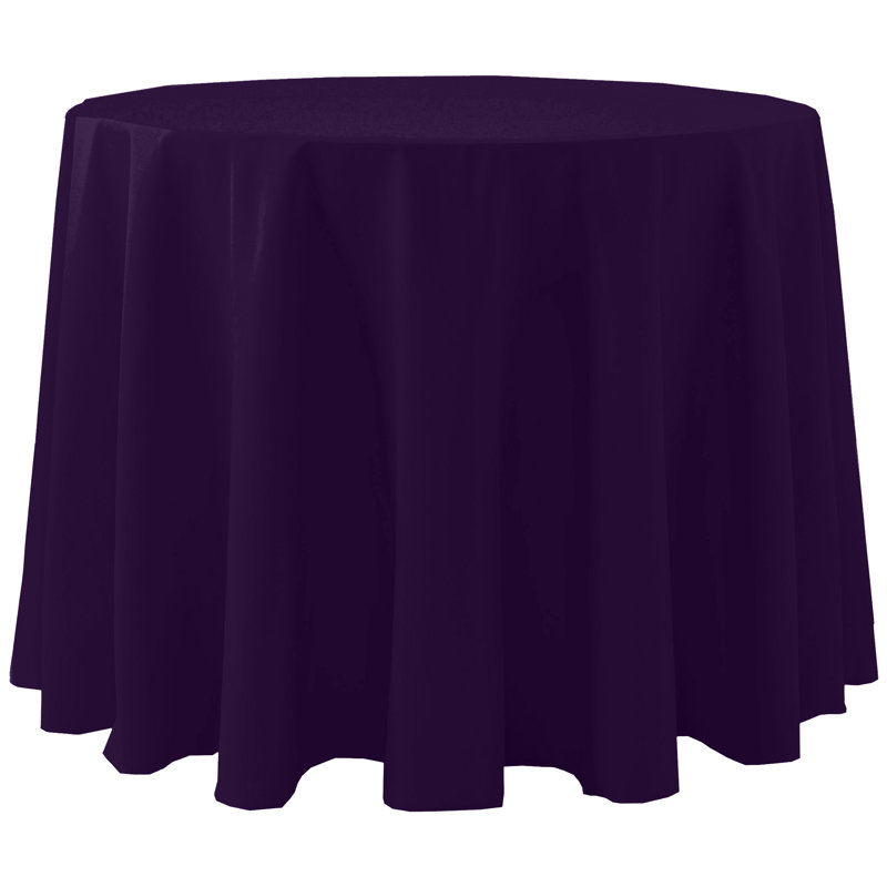 Ultimate Textile -2 Pack- Cotton-Feel 102-Inch Round Fine Dining Tablecloth, Ivory Cream, 102" x 102", Purple, 3