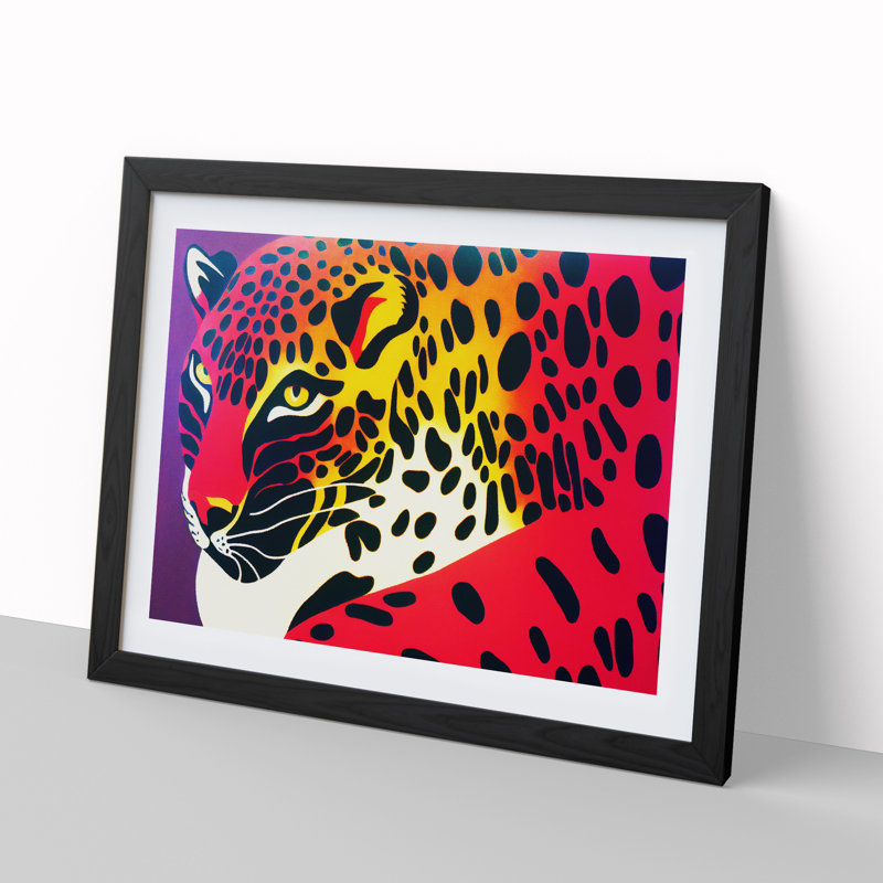 Spirited Leopard Abstract - Framed Print, Black, 34cm H x 46cm W x 2cm D