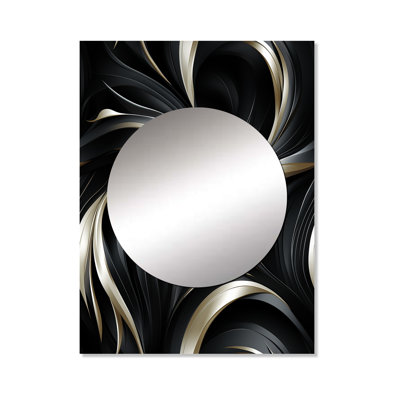 Nadud Deep Black Silver Elegance - glam  Mirror, Modern Unique Wall Mirror, Printed Metal Art
