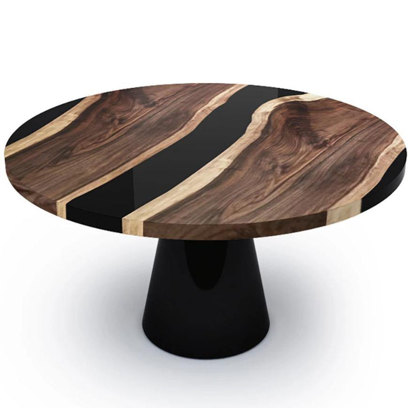 Walnut Round Dining Table, Canary, H75 x L244 x W244cm