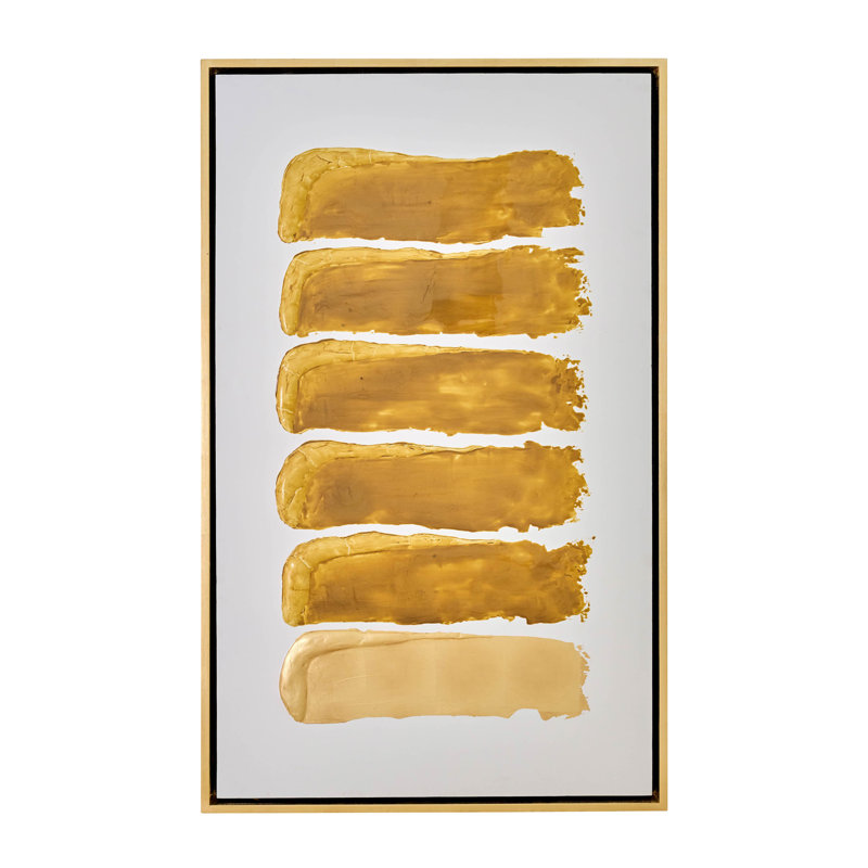 Modern Glam Gold Ingots Textured Abstract Artwork, Gold, White and Black