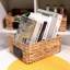 Ensemble de 4 paniers de rangement rectangulaires en ruppie maritime, panier de rangement de cuisine, panier pliable en jacinthe d'eau, paniers de garde-manger tissés avec étiquettes et marqueurs à craie blanche, ensemble de 4