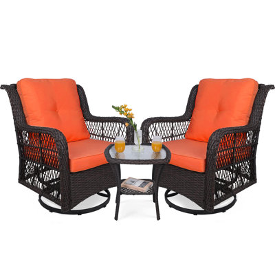 Premium All-Weather Wicker 2 - Person Patio Conversation Set with Cushions