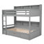 Lit superposé simple avec tablettes intégrées à côté du lit supérieur et inférieur et du tiroir de rangement, gris-646707805