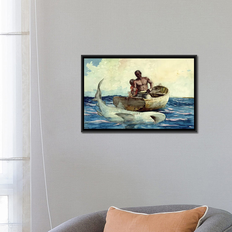 Shark Fishing, 1885 par Winslow Homer, reproduction sur toile tendue sur châssis, H 18 po x l 26 po x P 1,5 po, Toile tendue