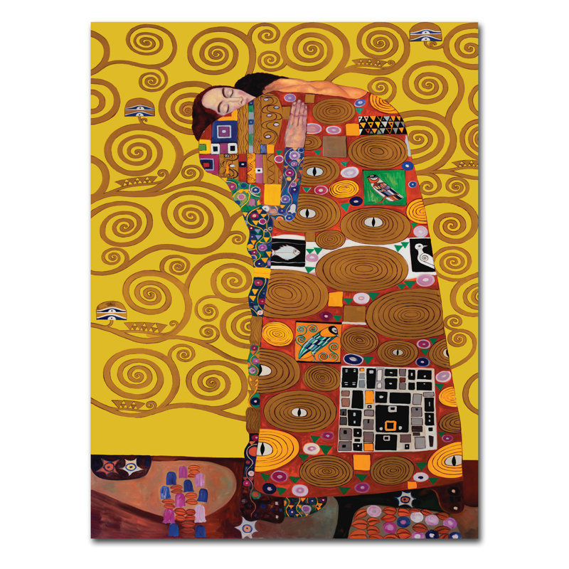 «Fufillment» par Gustav Klimt, reproduction d'art graphique sur toile encadrée, H 32 po x l 24 po x P 2 po