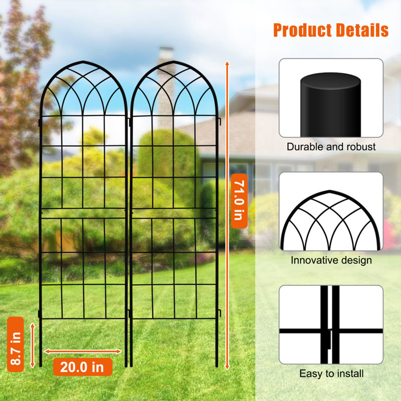 Garden trellis for supporting climbing plants,outdoor use, 71" H x 40" W x 0.1" D