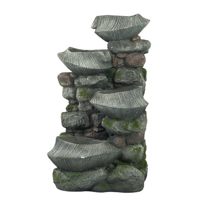 Hand Crafted Weather Resistant Rock Fountain with Light