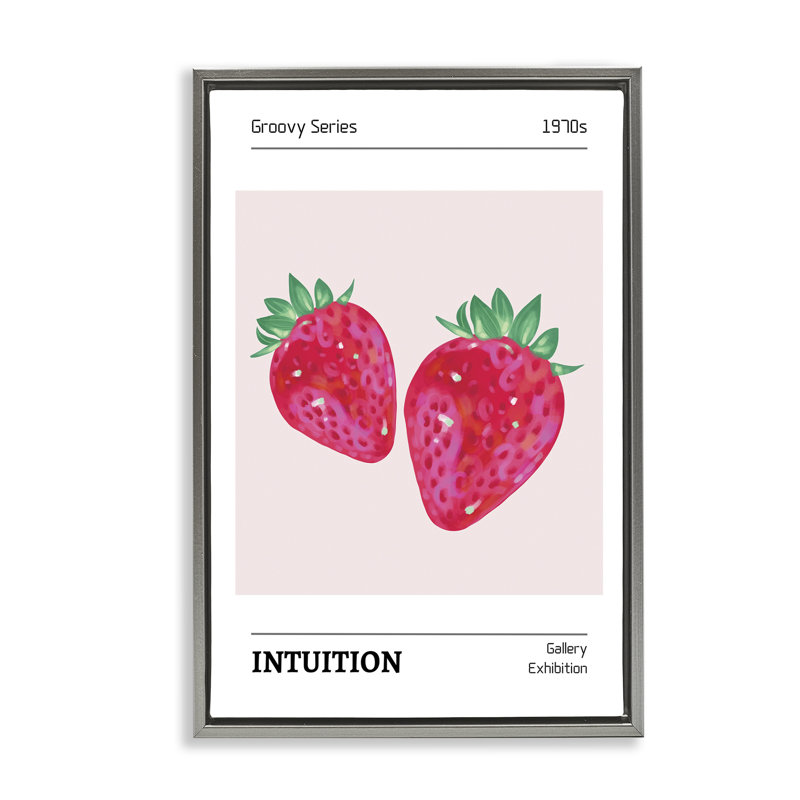 Cadre flottant Intuition Expression Strawberries, design par LSR Design Studio, Cadre flottant gris lustré, H 25 po x l 17 po
