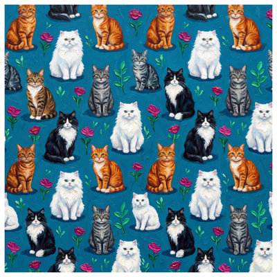Various Cats And Flowers Wall Tapestry - Cats Wall Decor