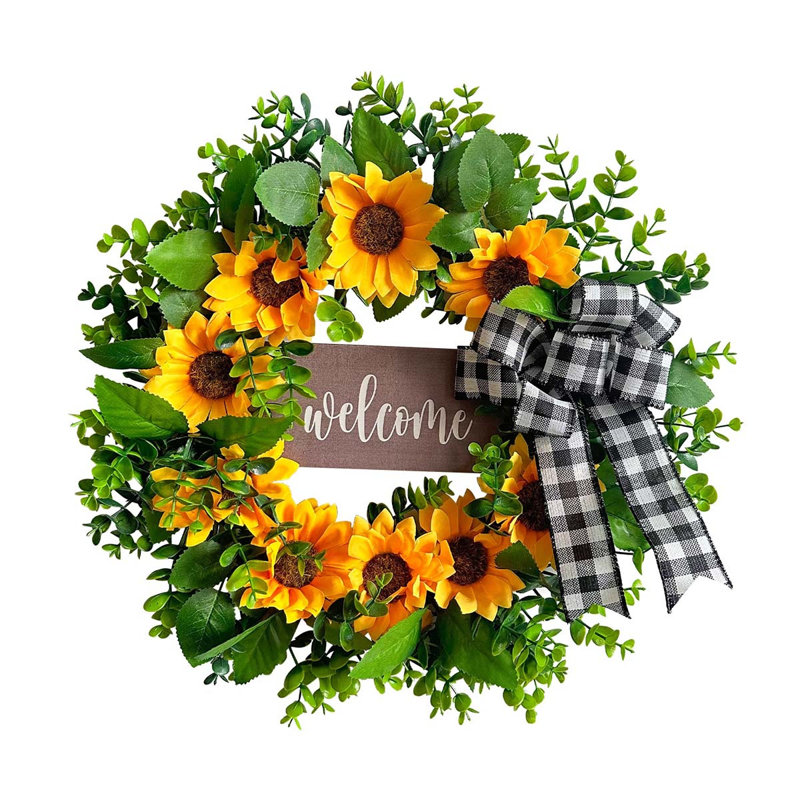Couronne de tournesol 17,72 pouces avec bienvenue