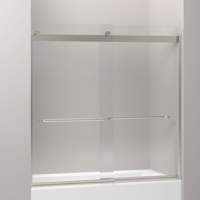 Porte de baignoire de dérivation 59,63 "x 59,75" avec technologie CleanCoat Levity, Nickel mat, Givré