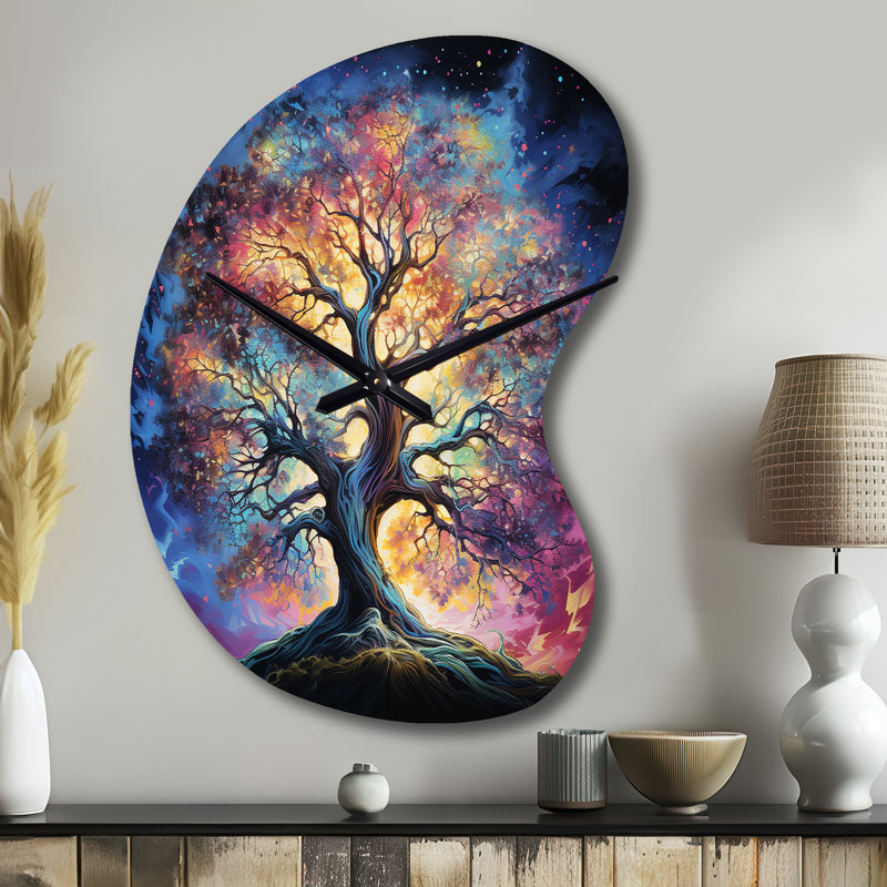 Horloge murale asymétrique en métal coloré avec impression de l'horloge murale, Grand