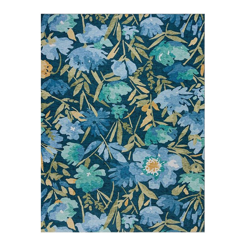 Tapis décoratif à motif tissé bleu et vert Northern Collection, Sous-tapis rectangulaire 2 pi 4 po x 3 pi 11 po