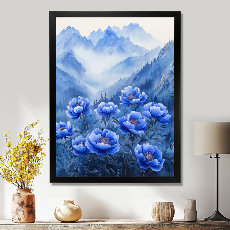 Bartley - Floral Wall Art, Noir, H 20 po x l 12 po, Reproduction encadrée sans passe-partout