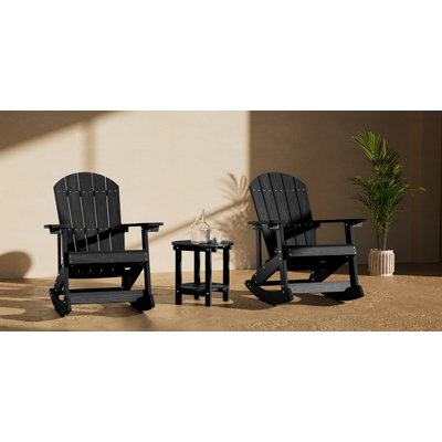 Dereck Resin Rocking Adirondack Chair with Table