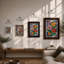 Stained Glass Flowers Botanical - Framed Print-2080555074-2080555100