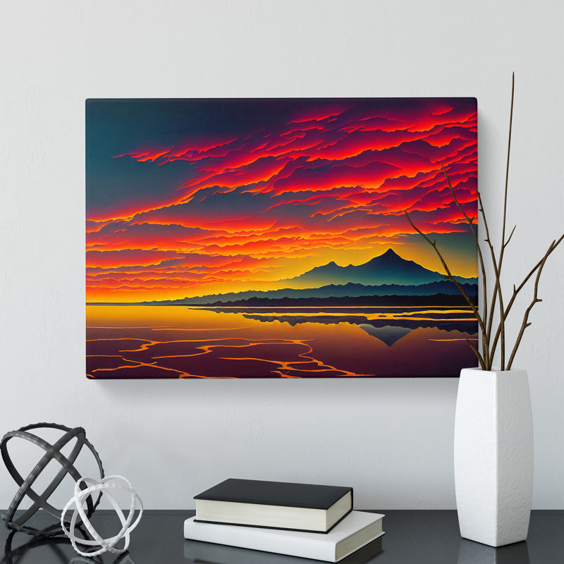 King Ocean Sunset - Wrapped Canvas, 35cm H x 50cm W x 3cm D