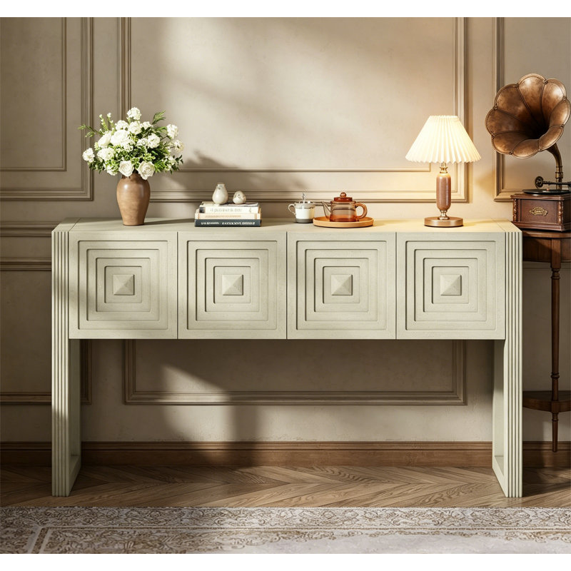 Modern Console Table with Drawers, Natural
