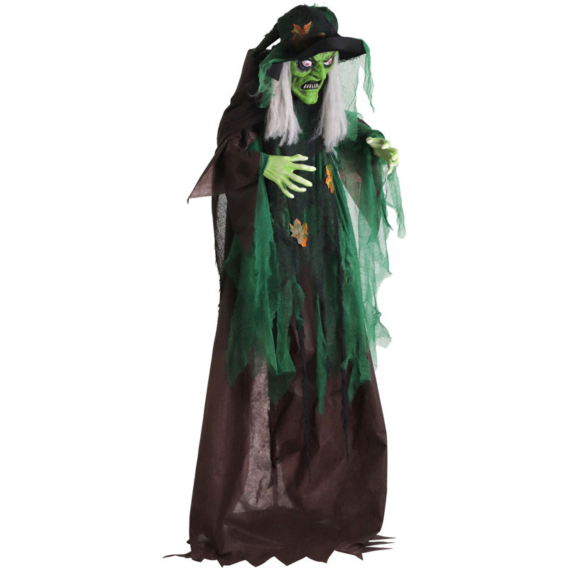 Witches and Wizards Haunted Hill Farm 6 Ft. Talking Forest Witch Halloween Animatronic with Movement and Lights