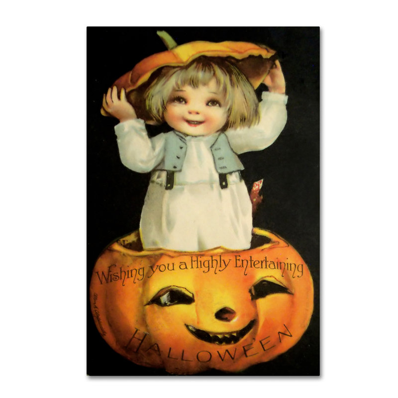 «Halloween Pumpkin Head Child», affiche vintage sur toile tendue, H 24 po x l 16 po x P 2 po