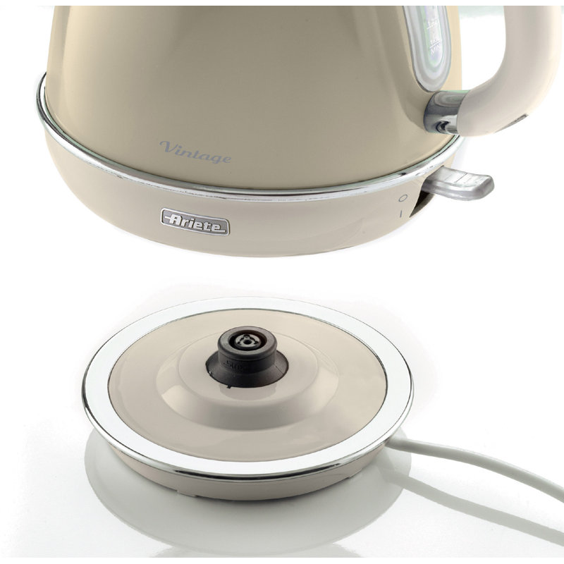 Ariete Vintage 1.7L Kettle with 2 Slice Toaster and 15 Bar Pump Espresso Coffee Machine Set, Cream