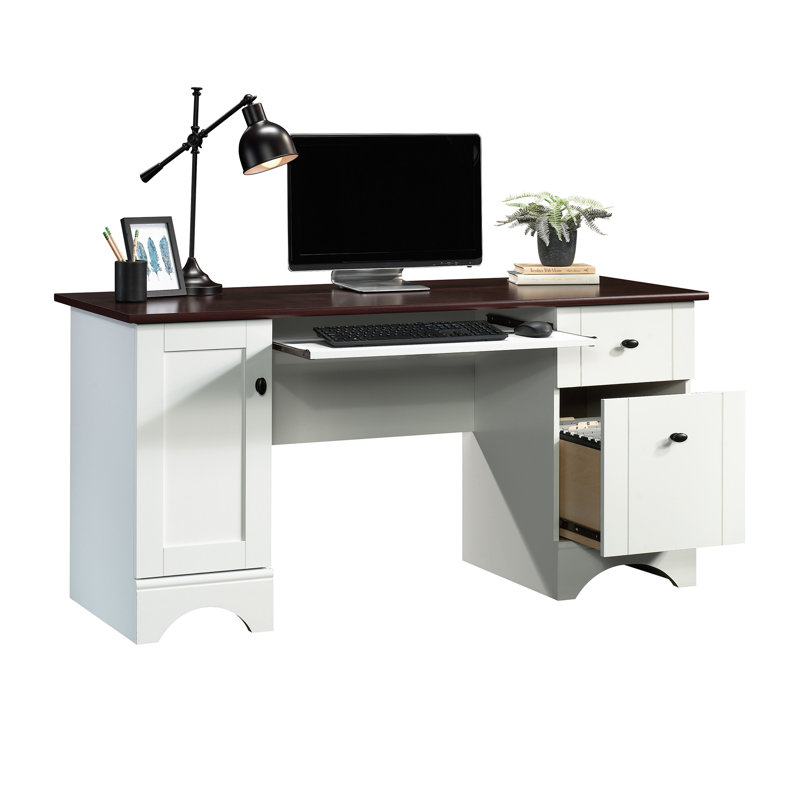 Bureau d'ordinateur, finition blanche, Cerise sélection / blanc doux