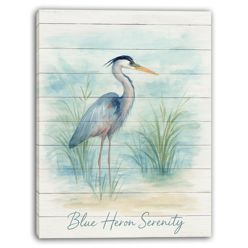 «Blue Heron Serenity III», art mural sur toile