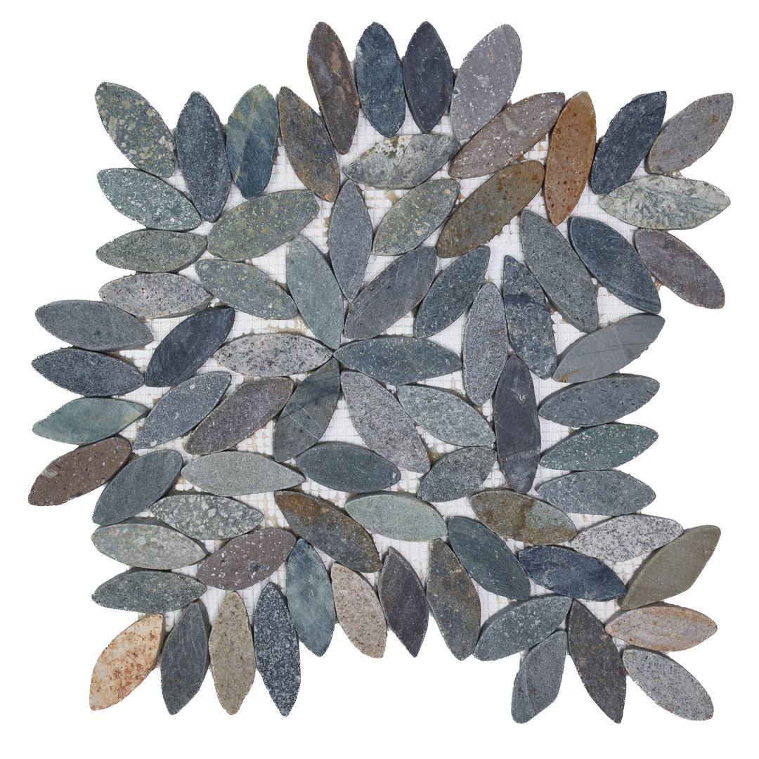 Flower Petal Shape Natural Sea Pebble Mosaic 12" x 12"  Wall & Floor Tile FuStone