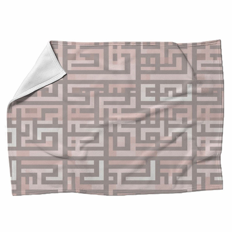 Machine Printed Throw Blanket, Geometric, Twin, Pink/Silver