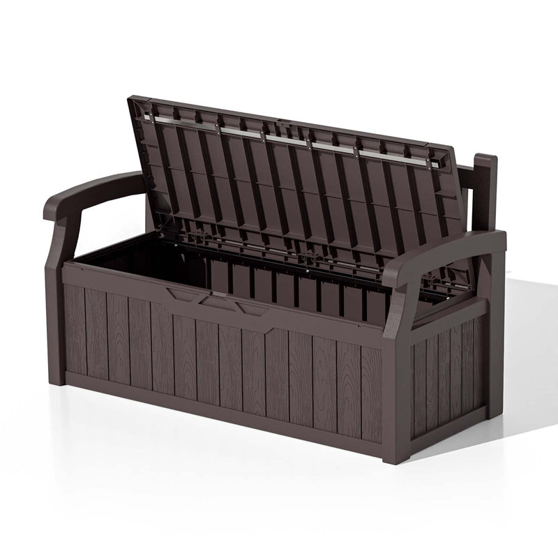 Patiowell 70 Gallons Storage Bench Durable Resin Outdoor Storage Deck Box For Furniture and Supplies, Brown